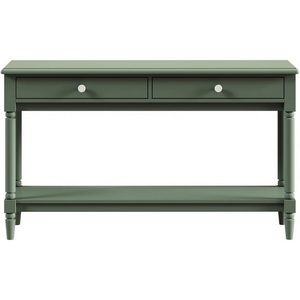 Изображение товара Стол консольный с ящиком и полкой Blues ОГОГО Обстановочка (МДФ, ЛДСП/Зеленый) 924602 (прямоугольная столешница, 4 ножки)