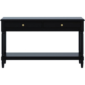 Изображение товара Стол консольный с ящиком и полкой Blues ОГОГО Обстановочка (ЛДСП, МДФ/Черный) 924605 (прямоугольная столешница, 4 ножки)