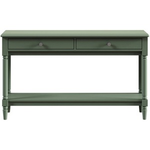Изображение товара Стол консольный с ящиком и полкой Blues ОГОГО Обстановочка (ЛДСП, МДФ/Зеленый) 924607 (прямоугольная столешница, 4 ножки)