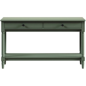 Изображение товара Стол консольный с ящиком и полкой Blues ОГОГО Обстановочка (ЛДСП, МДФ/Зеленый) 924618 (прямоугольная столешница, 4 ножки)