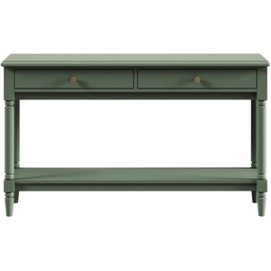 Изображение товара Стол консольный с ящиком и полкой Blues ОГОГО Обстановочка (ЛДСП, МДФ/Зеленый) 924625 (прямоугольная столешница, 4 ножки)