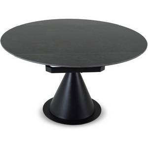 Изображение товара Раскладной обеденный стол с боковыми вставками Pion ОГОГО Обстановочка (Керамика/Черный) 926791 (круглая столешница)