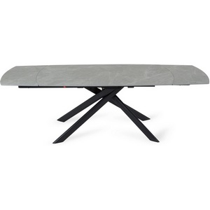 Изображение товара Раскладной обеденный стол с боковыми вставками Loon ОГОГО Обстановочка (Керамика/Серый, Черный) 926794 (прямоугольная столешница, 4 ножки)
