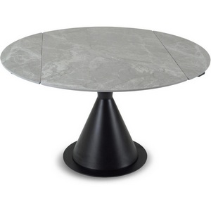 Изображение товара Раскладной обеденный стол с боковыми вставками Pion ОГОГО Обстановочка (Керамика/Серый, Черный) 926808 (круглая столешница)
