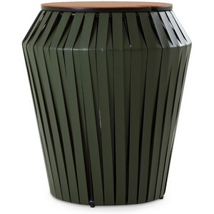 Изображение товара Журнальный стол Ding ОГОГО Обстановочка (Экокожа, Массив дерева/Зеленый, Терракотовый) 930828 (круглая столешница)