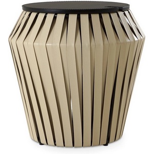 Изображение товара Журнальный стол Ding ОГОГО Обстановочка (Экокожа, Массив дерева/Бежевый, Черный) 930829 (круглая столешница)