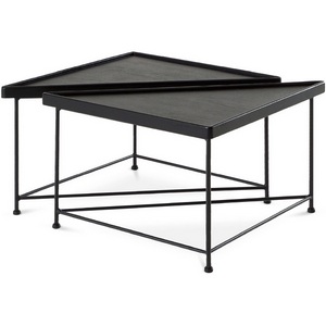 Изображение товара Журнальный стол угловой When ОГОГО Обстановочка (Массив дерева/Черный) 931621 (треугольная столешница)