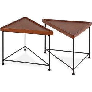 Изображение товара Журнальный стол угловой When ОГОГО Обстановочка (Массив дерева/Коричневый, Черный) 931632 (треугольная столешница)