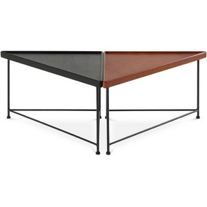 Изображение товара Журнальный стол угловой When ОГОГО Обстановочка (Массив дерева/Коричневый, Черный) 931646 (треугольная столешница)