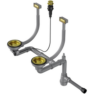 Изображение товара Арматура Omoikiri для двухчашевых моек с клапаном-автомат WK-2-LG-A