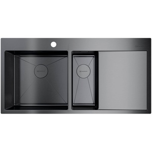Изображение товара Мойка Omoikiri Akisame 100-2-GM-L нерж.сталь/вороненая сталь