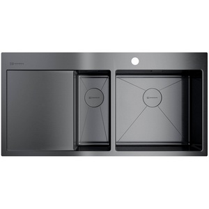 Изображение товара Мойка Omoikiri Akisame 100-2-GM-R нерж.сталь/вороненая сталь
