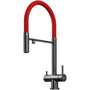Изображение товара Смеситель Omoikiri Kanto-PVD-GM латунь/вороненая сталь/красный