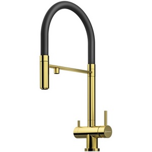 Изображение товара Смеситель Omoikiri Kanto-PVD-LG латунь/светлое золото/черный