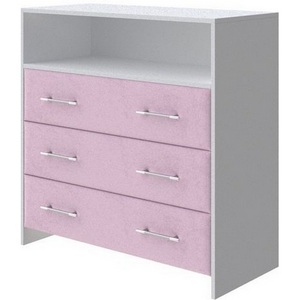 Изображение товара PROxSON Комод Varna (ЛДСП Белая+ткань Белый/Teddy Розовый фламинго) 90x40