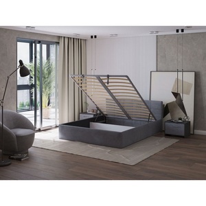 Изображение товара PROxSON Кровать Domo с бельевым ящиком (Ткань: Велюр Monopoly Британский серый (996)) 140x200