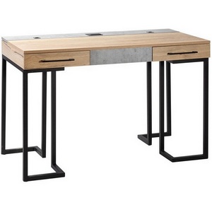 Изображение товара Стол рабочий с ящиком R-Home Loft Дуб натур/Бетон 120x60 см (прямоугольная столешница, I I-образная опора)