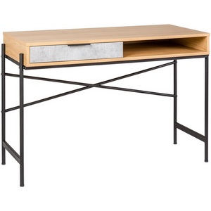 Изображение товара Стол письменный с ящиком и полкой R-Home Plato Гикори натуральный (прямоугольная столешница, 4 ножки)