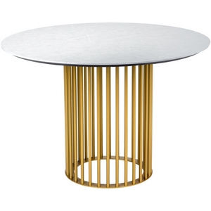 Изображение товара Стол обеденный Patrik New д.110 Мрамор Бьянко/Золото R-Home 4103118h (круглая столешница, О-образная опора)