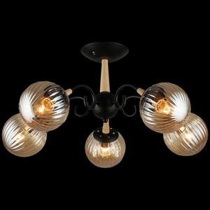 Изображение товара Потолочная люстра на штанге Reluce 04886-0.3-05 BK+WOOD в форме шара