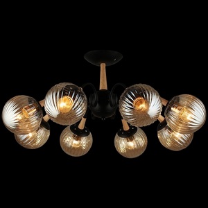 Изображение товара Потолочная люстра на штанге Reluce 04886-0.3-08 BK+WOOD в форме шара