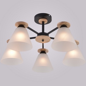 Изображение товара Потолочная люстра на штанге Reluce 01625-0.3-05 BK+WOOD