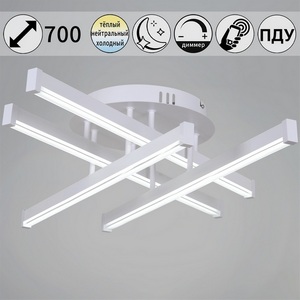 Изображение товара Потолочная люстра (+ночной режим) светодиодная на штанге с управлением смарфоном и пультом Reluce 01030-0.3-04 WT