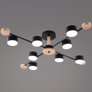 Изображение товара Потолочная люстра на штанге Reluce 03751-0.3-08 BK+WOOD GX53