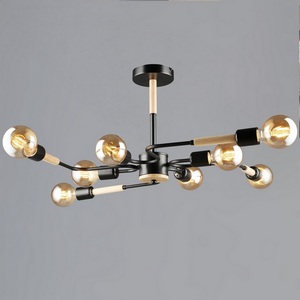 Изображение товара Потолочная люстра на штанге Reluce 10070-0.3-08 BK+WOOD