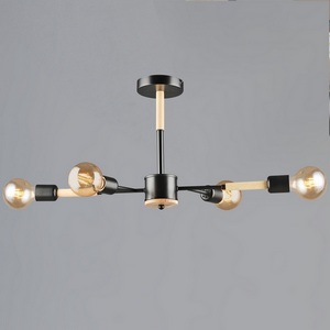 Изображение товара Потолочная люстра на штанге Reluce 99960-0.3-04 BK+WOOD