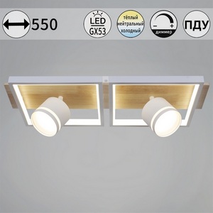 Изображение товара Потолочная люстра с пультом с регулировкой цветовой температуры, яркости и ночным режимом Reluce 19560-0.3-2+2 WH+WOOD