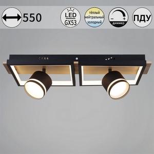 Изображение товара Потолочная люстра с пультом с регулировкой цветовой температуры, яркости и ночным режимом Reluce 19560-0.3-2+2 BK+WOOD