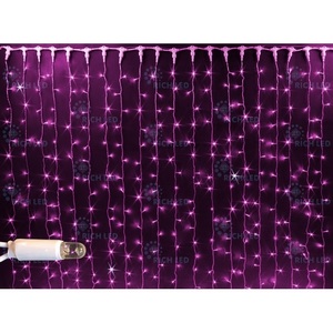 Изображение товара Гирлянда светодиодная Занавес розовая с мерцанием 220B, LED, провод белый, IP65 Rich LED RL-C2*3F-CW/P