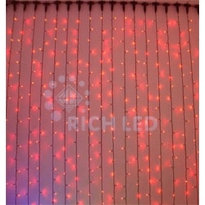 Изображение товара Гирлянда светодиодная Занавес красная 220B, LED, провод черный, IP54 Rich LED RL-C2*9-B/R