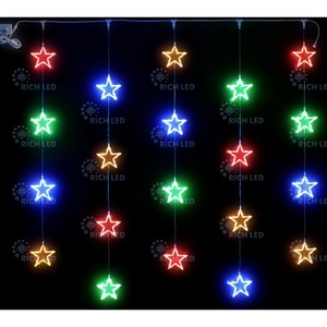 Изображение товара Гирлянда светодиодная 200 ламп Занавес разноцветная 220B, LED, провод прозрачный, IP54 Rich LED RL-CMST2*2-T/M