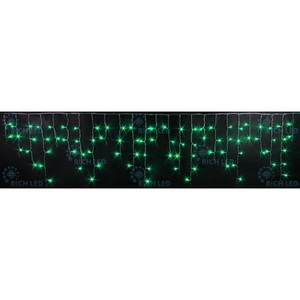 Изображение товара Гирлянда светодиодная Бахрома зеленая 220B, LED, провод черный, IP54 Rich LED RL-i3*0.5-B/G
