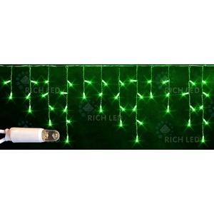 Изображение товара Гирлянда светодиодная Бахрома зеленая 220B, LED, провод прозрачный, IP65 Rich LED RL-i3*0.5-CT/G