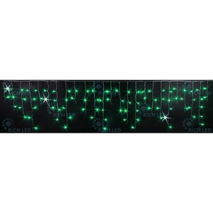 Изображение товара Гирлянда светодиодная Бахрома зеленая с мерцанием 220B, LED, провод прозрачный, IP54 Rich LED RL-i3*0.5F-T/G