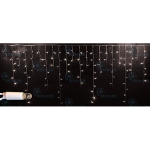 Изображение товара Гирлянда светодиодная Бахрома белая 220B, LED, провод прозрачный, IP65 Rich LED RL-i3*0.9-CT/WW