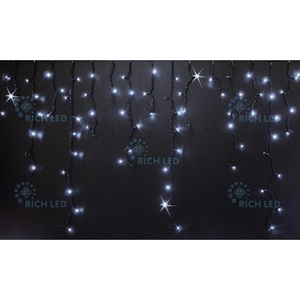 Изображение товара Гирлянда светодиодная Бахрома белая с мерцанием 220B, LED, провод черный, IP54 Rich LED RL-i3*0.9F-B/W