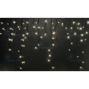 Изображение товара Гирлянда светодиодная Бахрома белая с мерцанием 220B, LED, провод черный, IP54 Rich LED RL-i3*0.9F-B/WW