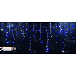 Изображение товара Гирлянда светодиодная Бахрома сине-белая с мерцанием 220B, LED, провод белый, IP65 Rich LED RL-i3*0.9F-CW/BW