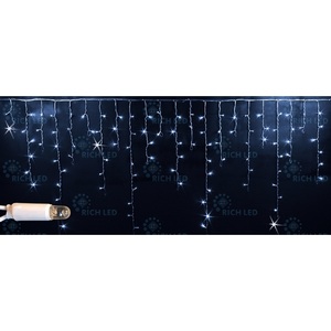 Изображение товара Гирлянда светодиодная Бахрома белая с мерцанием 220B, LED, провод белый, IP65 Rich LED RL-i3*0.9F-CW/W