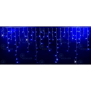 Изображение товара Гирлянда светодиодная Бахрома синяя с мерцанием 220B, LED, провод прозрачный, IP54 Rich LED RL-i3*0.9F-T/B