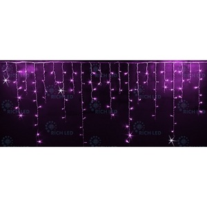 Изображение товара Гирлянда светодиодная Бахрома розовая с мерцанием 220B, LED, провод прозрачный, IP54 Rich LED RL-i3*0.9F-T/P