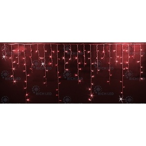 Изображение товара Гирлянда светодиодная Бахрома красная с мерцанием 220B, LED, провод прозрачный, IP54 Rich LED RL-i3*0.9F-T/R