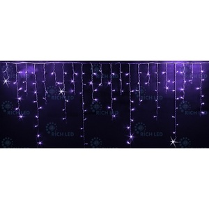 Изображение товара Гирлянда светодиодная Бахрома фиолетовая с мерцанием 220B, LED, провод прозрачный, IP54 Rich LED RL-i3*0.9F-T/V