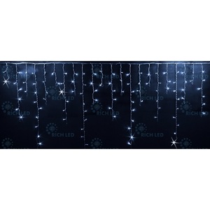 Изображение товара Гирлянда светодиодная Бахрома белая с мерцанием 220B, LED, провод прозрачный, IP54 Rich LED RL-i3*0.9F-T/W