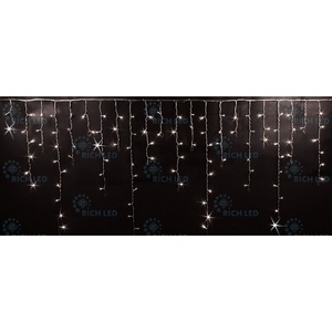 Изображение товара Гирлянда светодиодная Бахрома белая с мерцанием 220B, LED, провод прозрачный, IP54 Rich LED RL-i3*0.9F-T/WW