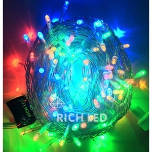 Изображение товара Гирлянда светодиодная разноцветная постоянного свечения 220B, LED, провод прозрачный, IP65 Rich LED RL-S10C-220V-CT/M